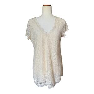 Motherhood Women's Maternity Lace Top Cream Ivory Lined Size Medium M
